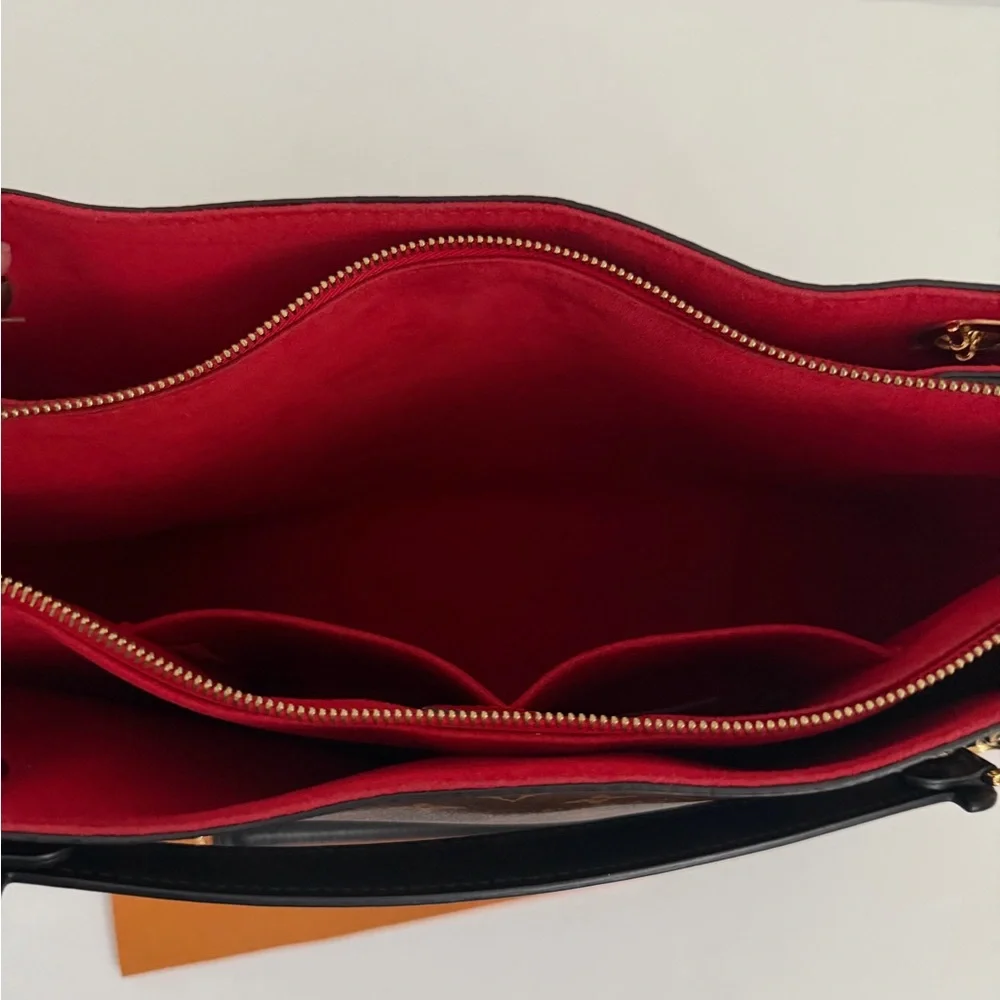 RARE Louis Vuitton Red and Brown Monogram Chain Shoulder Bag Leather Trim - Picture 12 of 16